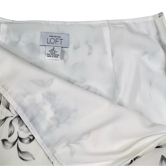 Loft Y2K Fairy Grunge Silk Chiffon Floral Skirt Size 0 Cream Feminine Romantic - Picture 5 of 7
